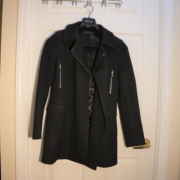 Zara Woman Between-Seasons-Coat A-Line Loose Fit Classic Coats Medium Black - Picture 3 of 7